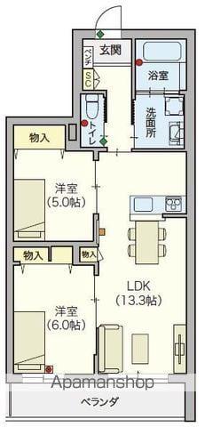 シニア限定ヘーベルVILLAGE 浦和美園(2LDK/2階)の間取り写真