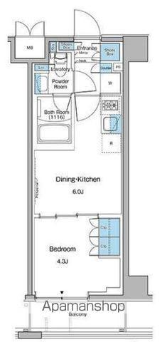 ルフォンプログレ中野坂上(1DK/2階)の間取り写真