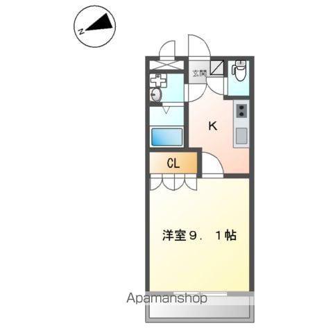 ハバナ ガーデン(1K/2階)の間取り写真