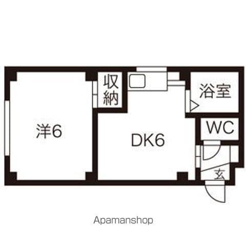 シルバーパールSTR(1DK/1階)の間取り写真
