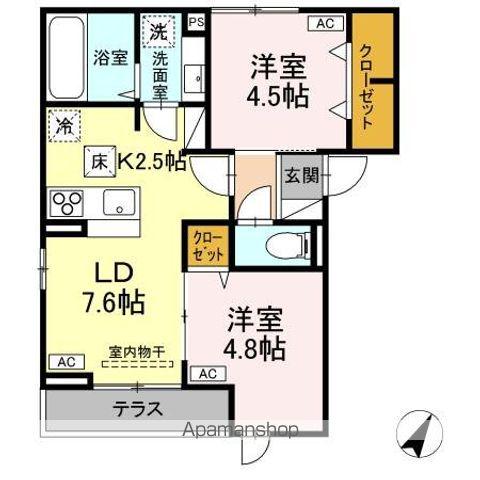 D-ROOM平山(2LDK/1階)の間取り写真