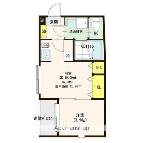 カメリア烏森(1DK/3階)の間取り写真