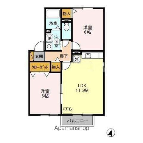 グリーンテリア第10(2LDK/2階)の間取り写真