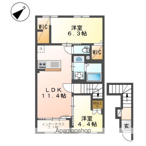 広島県福山市 2階建 新築(2LDK/2階)の間取り写真