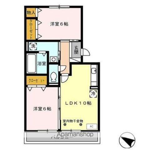 メゾンあざぶB棟(2LDK/3階)の間取り写真
