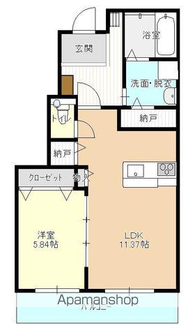グレンツェン(1LDK/1階)の間取り写真