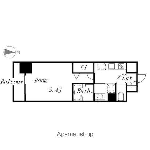 GRAND ESPOIR車道(1K/7階)の間取り写真