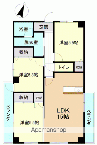 ランドパレス内郷(3LDK/2階)の間取り写真