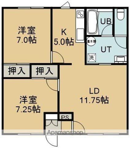 美原ハイム(2LDK/1階)の間取り写真