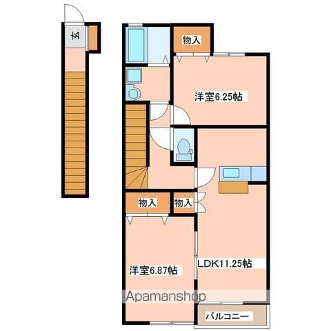 ソレアードS(2LDK/2階)の間取り写真