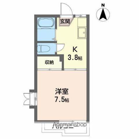 リッチフィールド都南(1K/2階)の間取り写真