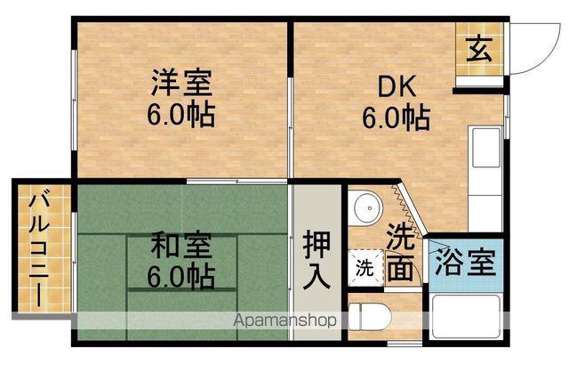 グリーンハイム B(2DK/2階)の間取り写真