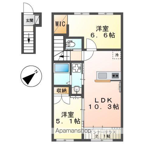 クオリア湘南(2LDK/2階)の間取り写真