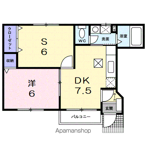 ベルアラモ(1SDK/1階)の間取り写真