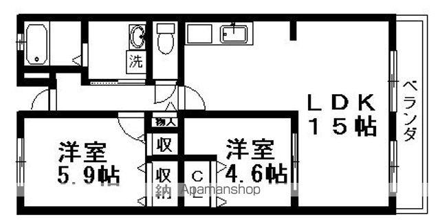 ベルヴィ栗東(2LDK/2階)の間取り写真