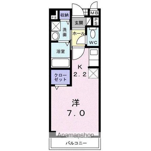 カーサ木太Ⅱ(ワンルーム/2階)の間取り写真