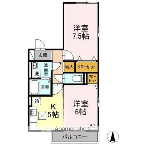 パルコートIKE(2K/1階)の間取り写真