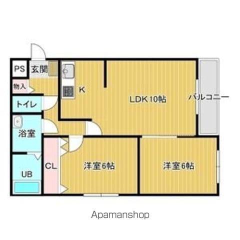 ミユ港町三丁目(2LDK/3階)の間取り写真