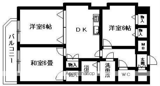 エミネンス石川橋(3DK/2階)の間取り写真