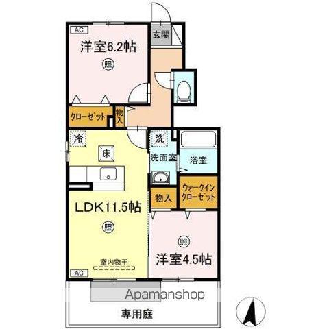 リーベクオーレ(2LDK/1階)の間取り写真