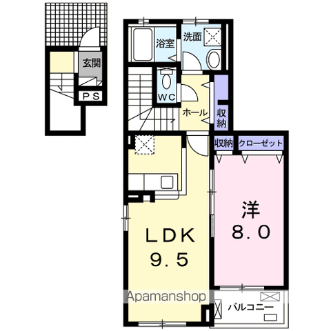 コンフォルト晴丘(1LDK/2階)の間取り写真
