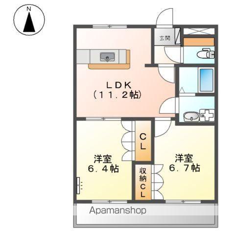 グラン・シャリオ(2LDK/1階)の間取り写真