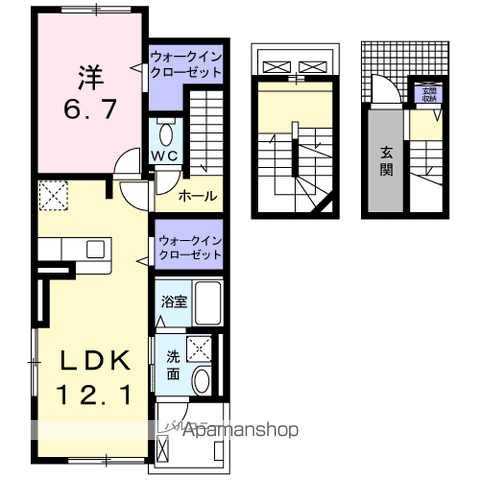 セイバリーKⅢ(1LDK/3階)の間取り写真