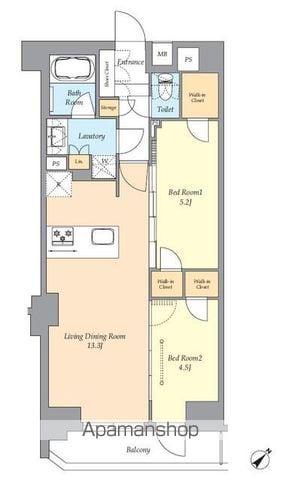 AIFLAT渋谷西原(2LDK/4階)の間取り写真