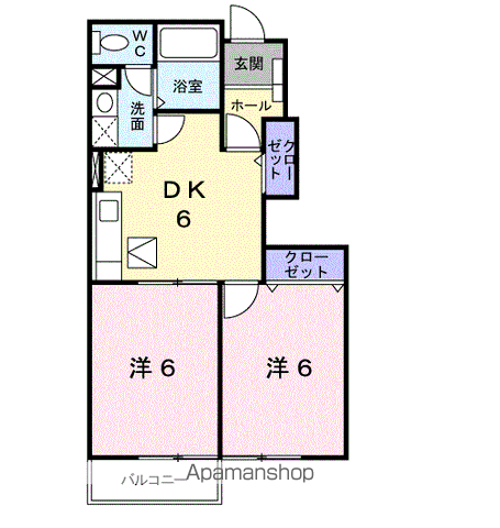 さくらガーデンA(2DK/1階)の間取り写真