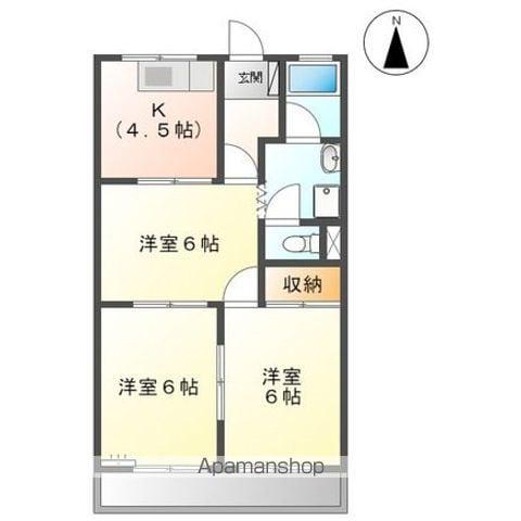 ジードルング山手(3DK/2階)の間取り写真