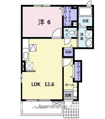 プラシードS Ⅱ(1LDK/1階)の間取り写真