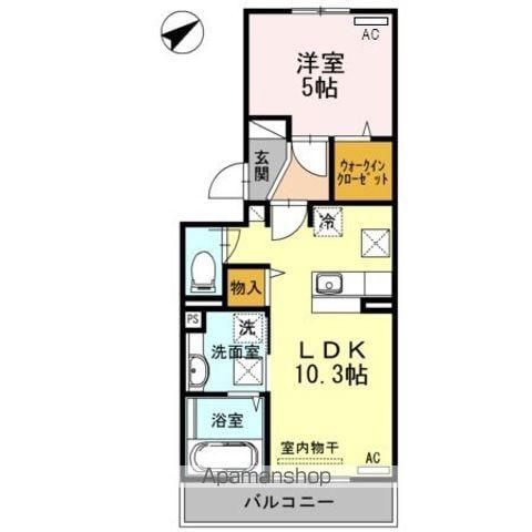 セジュール鵬舟Ⅴ(1LDK/1階)の間取り写真
