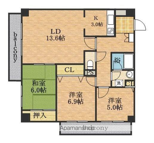 デラシオン協和Ⅲ(3LDK/3階)の間取り写真