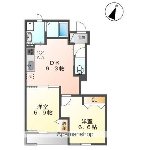 アイディール(2DK/1階)の間取り写真