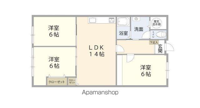 三和コーポ岩田町(3LDK/11階)の間取り写真