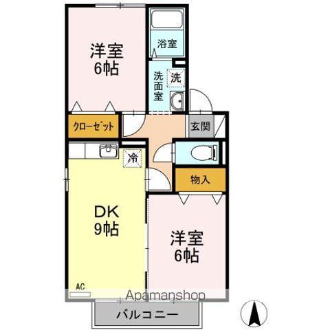 リビングタウン安積 A(2DK/1階)の間取り写真