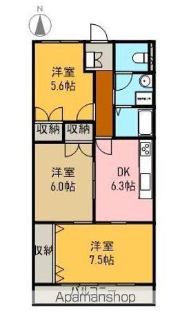 みなくるマンション(3DK/1階)の間取り写真