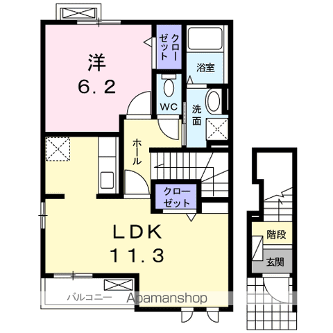ブラウニーガーデンⅤ(1LDK/2階)の間取り写真