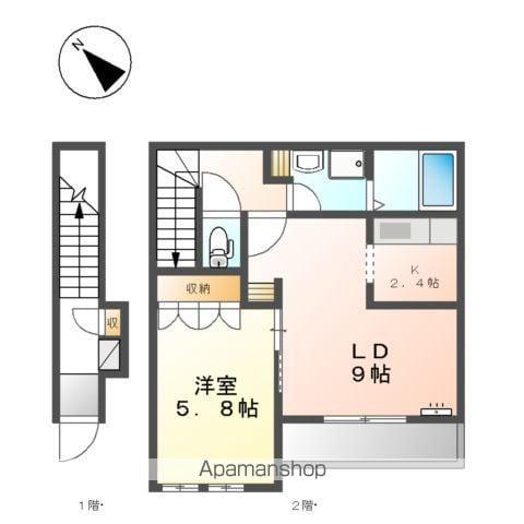 ベルハウスA棟(1LDK/2階)の間取り写真