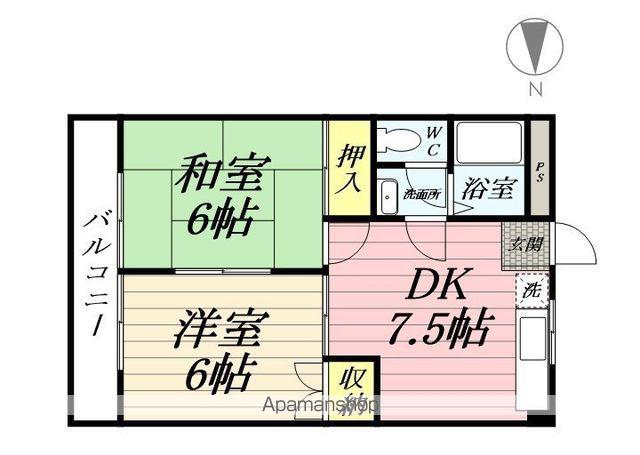 グランド-ル秋川C(2DK/3階)の間取り写真