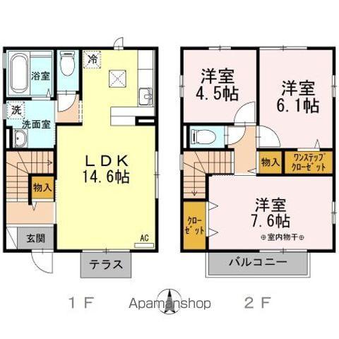 ジーロ D(3LDK/1階)の間取り写真