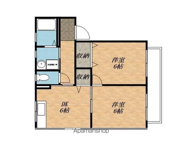 ヴィレッジVIVIB棟(2DK/2階)の間取り写真