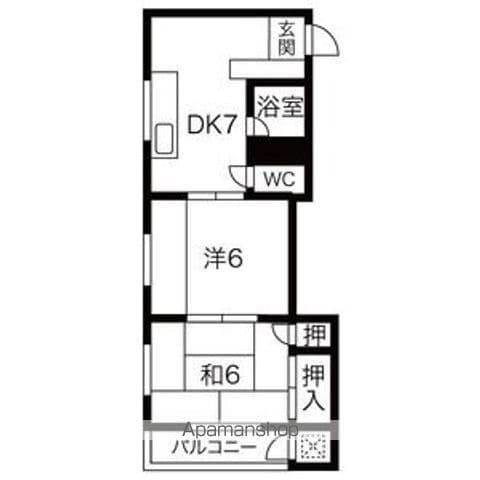 中源ビル(2DK/2階)の間取り写真