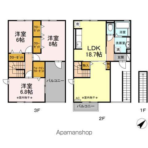 サンセール(3LDK/2階)の間取り写真