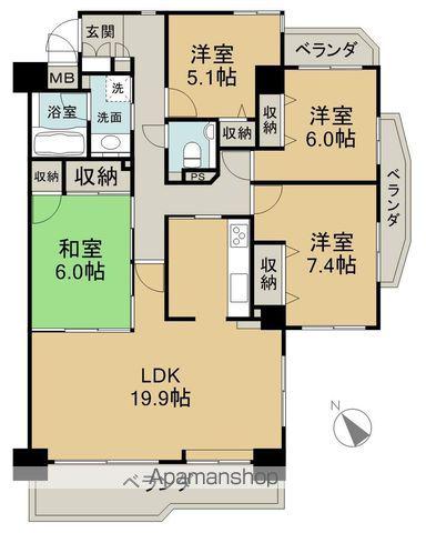 シャルマン古江(4LDK/8階)の間取り写真