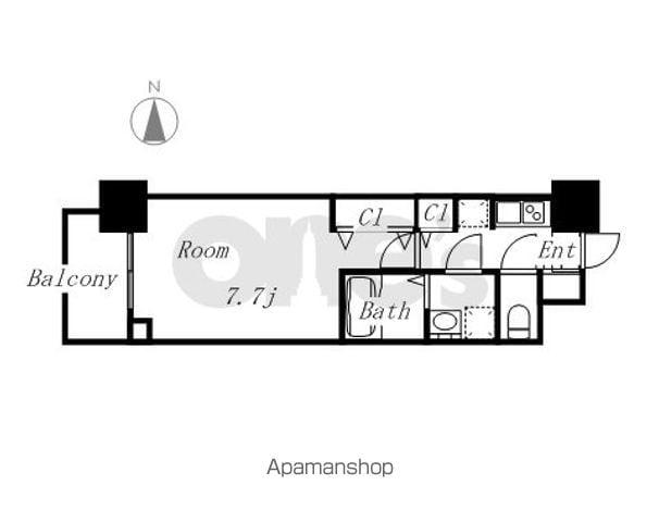 LA DOUCEUR黒川(1K/8階)の間取り写真