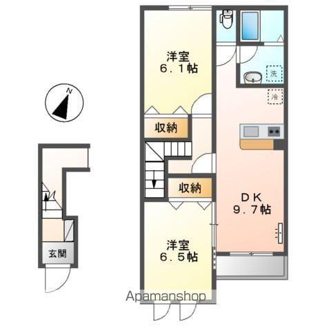 サンフォレスト オオクラ(2DK/2階)の間取り写真