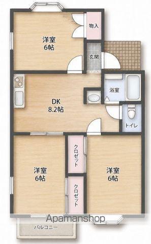 パレス松前台C棟(3DK/2階)の間取り写真