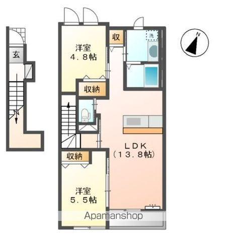 ヴァンルージュⅣ(2LDK/2階)の間取り写真