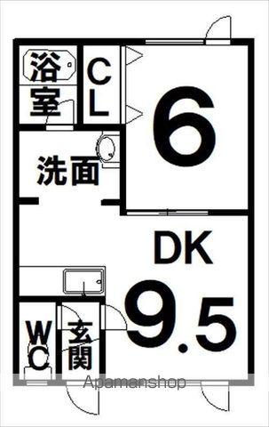 ウエストコート(1LDK/1階)の間取り写真